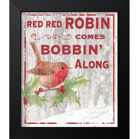 Red Red Robin Black Modern Wood Framed Art Print by P.S. Art Studios