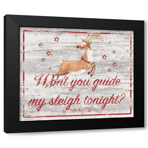 Guide My Sleigh Black Modern Wood Framed Art Print by P.S. Art Studios