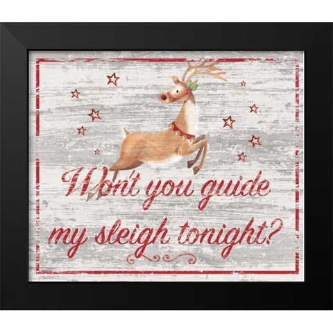 Guide My Sleigh Black Modern Wood Framed Art Print by P.S. Art Studios