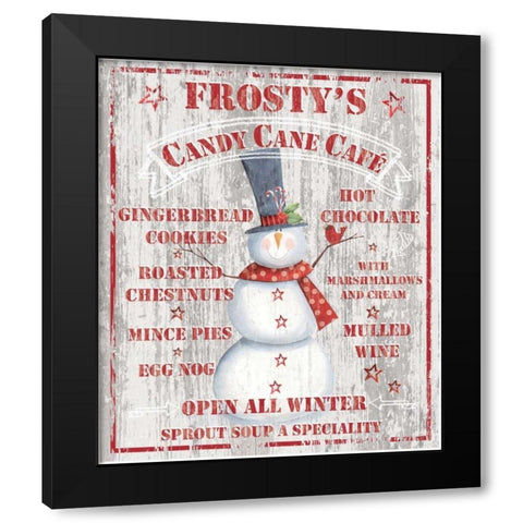 Frostys Candy Cane Cafe Black Modern Wood Framed Art Print by P.S. Art Studios