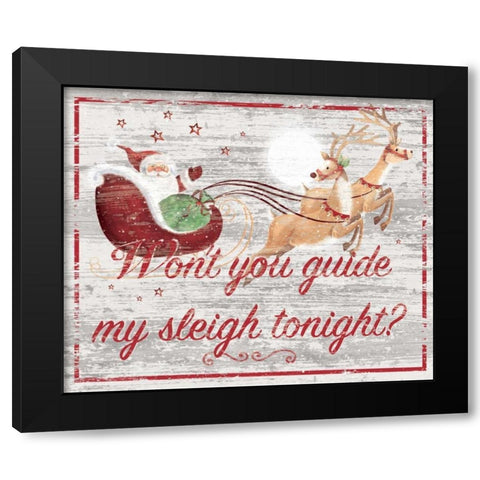 Guide My Sleigh Black Modern Wood Framed Art Print with Double Matting by P.S. Art Studios