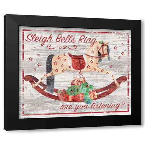 Sleigh Bells Ring Black Modern Wood Framed Art Print with Double Matting by P.S. Art Studios