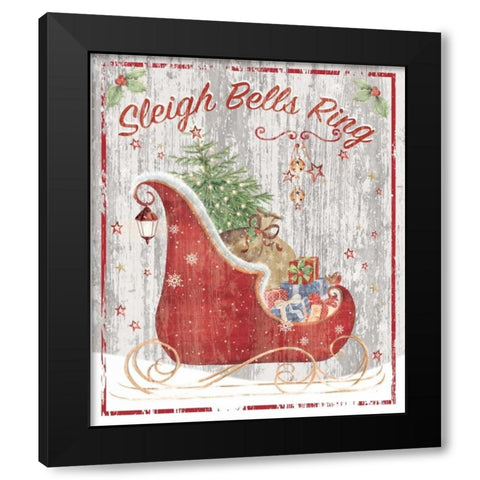 Sleigh Bells ring Black Modern Wood Framed Art Print by P.S. Art Studios