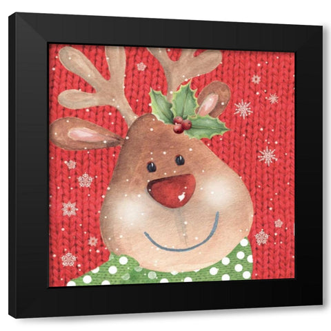 Reindeer Black Modern Wood Framed Art Print by P.S. Art Studios