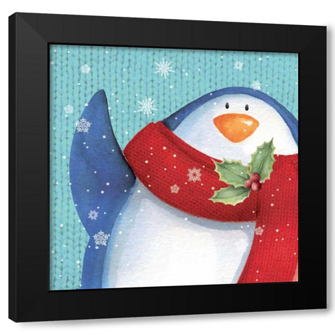Penguin Black Modern Wood Framed Art Print with Double Matting by P.S. Art Studios