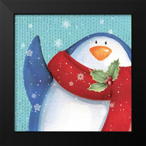 Penguin Black Modern Wood Framed Art Print by P.S. Art Studios