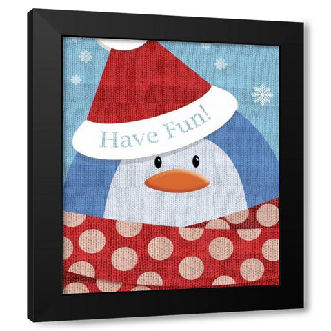 Penguin w/ Scarf Black Modern Wood Framed Art Print by P.S. Art Studios