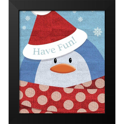 Penguin w/ Scarf Black Modern Wood Framed Art Print by P.S. Art Studios