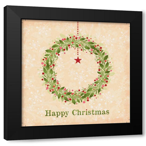 Happy Christmas Black Modern Wood Framed Art Print with Double Matting by P.S. Art Studios