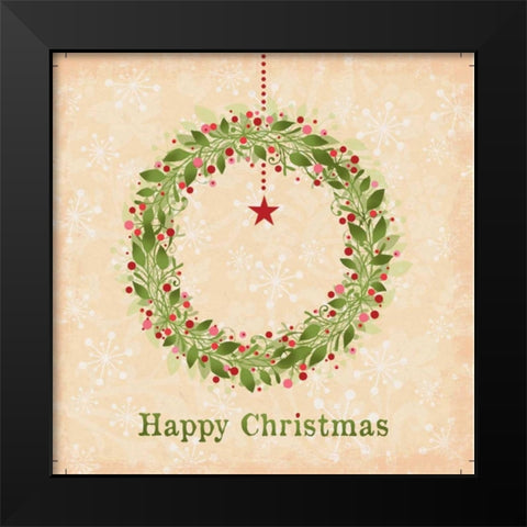 Happy Christmas Black Modern Wood Framed Art Print by P.S. Art Studios