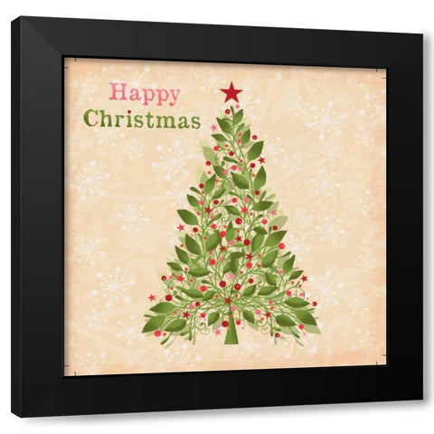 Happy Christmas Black Modern Wood Framed Art Print by P.S. Art Studios