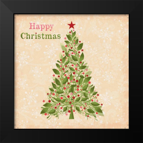 Happy Christmas Black Modern Wood Framed Art Print by P.S. Art Studios