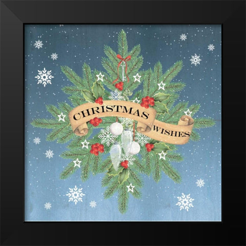 Christmas Wishes Black Modern Wood Framed Art Print by P.S. Art Studios