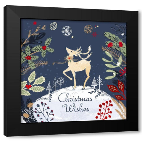 Christmas Wishes Black Modern Wood Framed Art Print with Double Matting by P.S. Art Studios