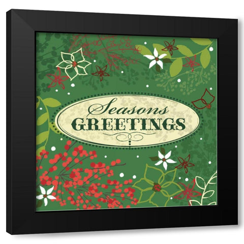 Seasons Greetings Black Modern Wood Framed Art Print with Double Matting by P.S. Art Studios