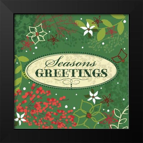 Seasons Greetings Black Modern Wood Framed Art Print by P.S. Art Studios