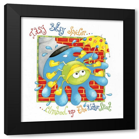 Itsy Bitsy Spider Black Modern Wood Framed Art Print with Double Matting by P.S. Art Studios