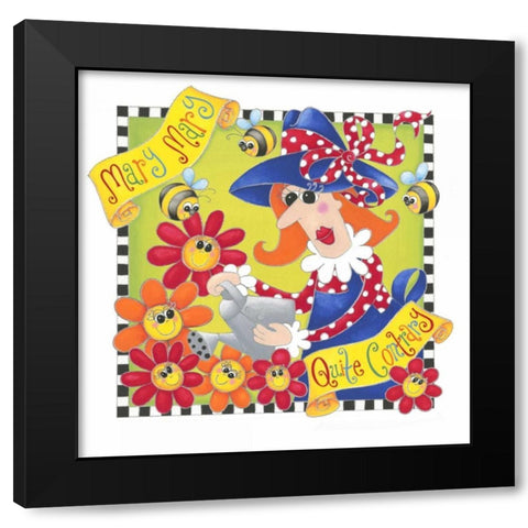 Mary Quite Contrary Black Modern Wood Framed Art Print by P.S. Art Studios