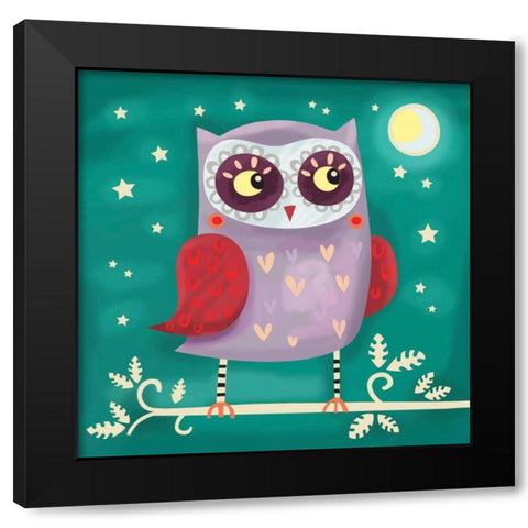 Night Owl Black Modern Wood Framed Art Print by P.S. Art Studios