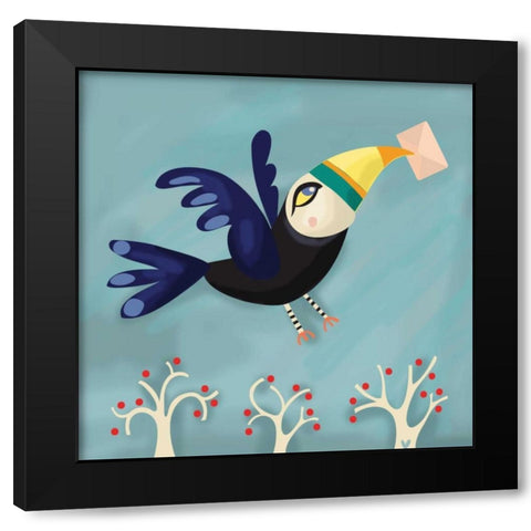 Message from a Bird Black Modern Wood Framed Art Print with Double Matting by P.S. Art Studios