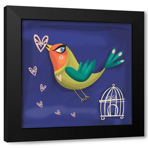Love Bird Black Modern Wood Framed Art Print by P.S. Art Studios