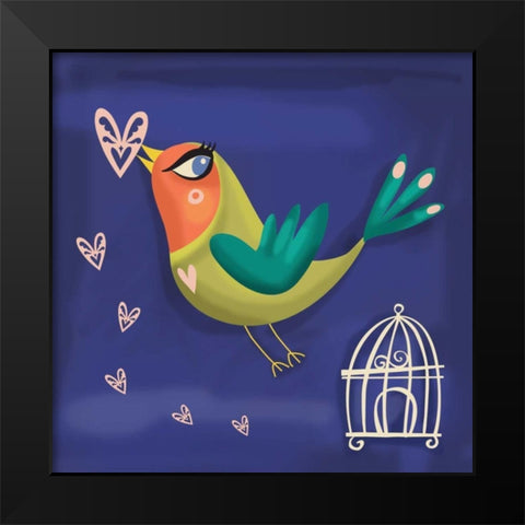 Love Bird Black Modern Wood Framed Art Print by P.S. Art Studios