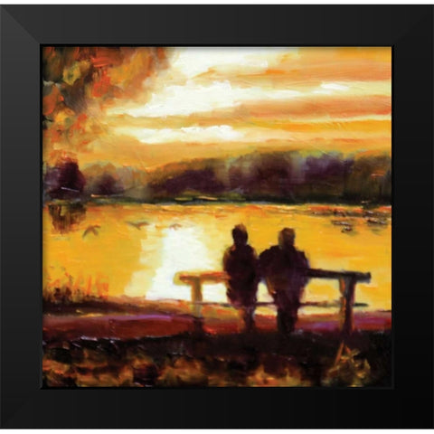 Couple Sunset Black Modern Wood Framed Art Print by P.S. Art Studios