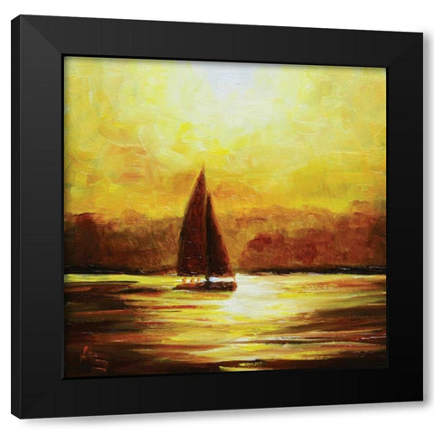 Sail Sunset Black Modern Wood Framed Art Print by P.S. Art Studios