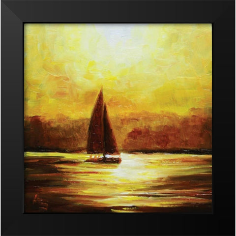 Sail Sunset Black Modern Wood Framed Art Print by P.S. Art Studios
