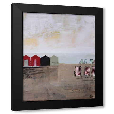 Beach Abstract III Black Modern Wood Framed Art Print with Double Matting by P.S. Art Studios