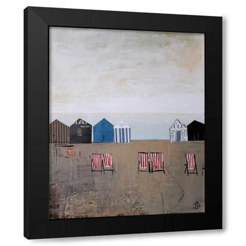 Beach Abstract IV Black Modern Wood Framed Art Print with Double Matting by P.S. Art Studios