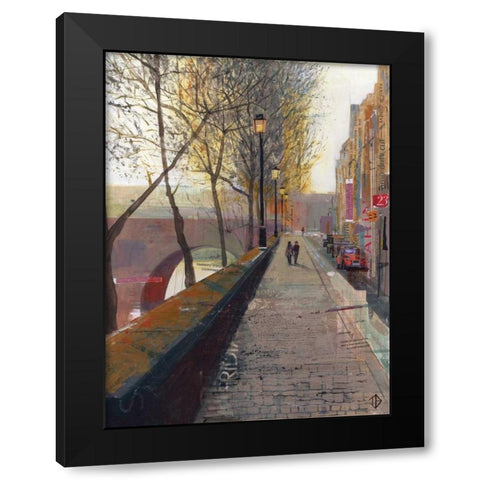 Serene Walk Black Modern Wood Framed Art Print by P.S. Art Studios