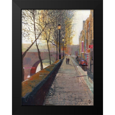 Serene Walk Black Modern Wood Framed Art Print by P.S. Art Studios