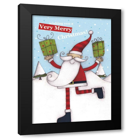 Merry Christmas Black Modern Wood Framed Art Print by P.S. Art Studios
