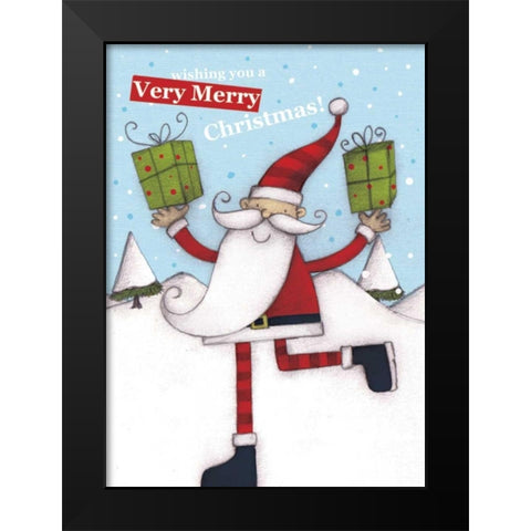 Merry Christmas Black Modern Wood Framed Art Print by P.S. Art Studios