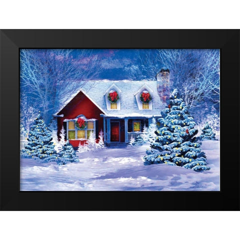 Christmas at Home I Black Modern Wood Framed Art Print by P.S. Art Studios