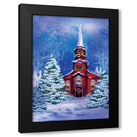 Christmas Meeting House Black Modern Wood Framed Art Print by P.S. Art Studios