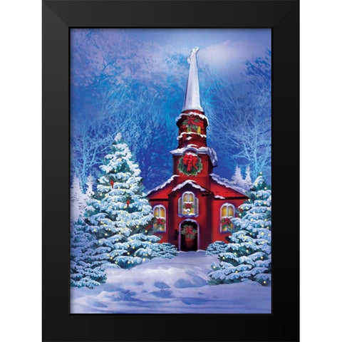 Christmas Meeting House Black Modern Wood Framed Art Print by P.S. Art Studios