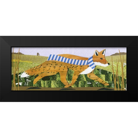 Fox Black Modern Wood Framed Art Print by P.S. Art Studios