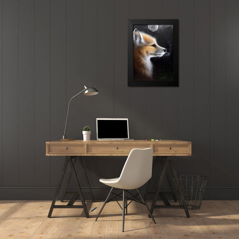 Fox Black Modern Wood Framed Art Print by P.S. Art Studios