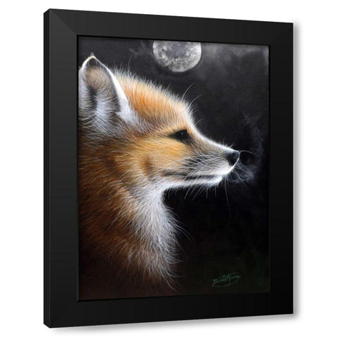 Fox Black Modern Wood Framed Art Print by P.S. Art Studios
