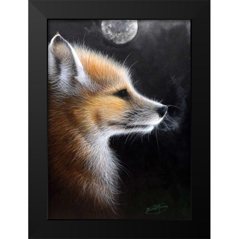 Fox Black Modern Wood Framed Art Print by P.S. Art Studios