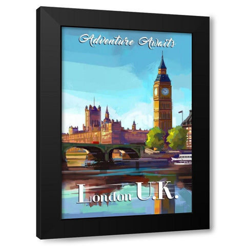 London Black Modern Wood Framed Art Print by P.S. Art Studios