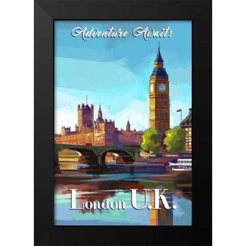 London Black Modern Wood Framed Art Print by P.S. Art Studios