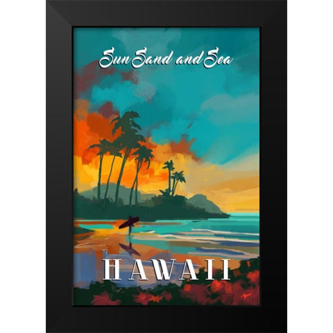 Hawaii Black Modern Wood Framed Art Print by P.S. Art Studios