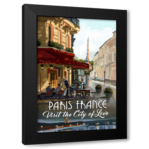 Paris, France Black Modern Wood Framed Art Print with Double Matting by P.S. Art Studios