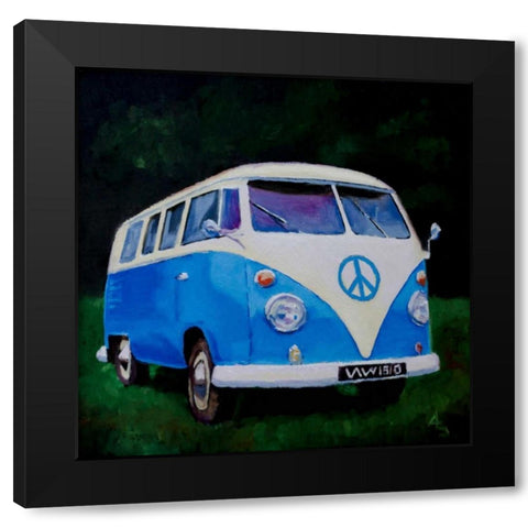 Blue Van Black Modern Wood Framed Art Print by P.S. Art Studios