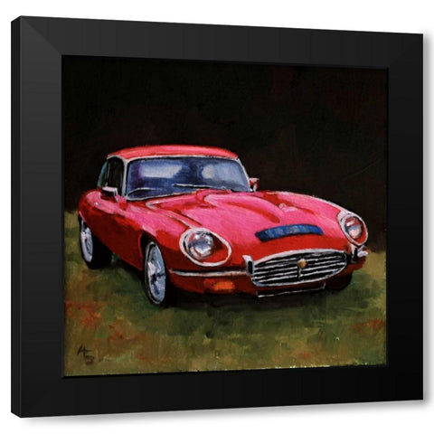 Red Car Black Modern Wood Framed Art Print by P.S. Art Studios