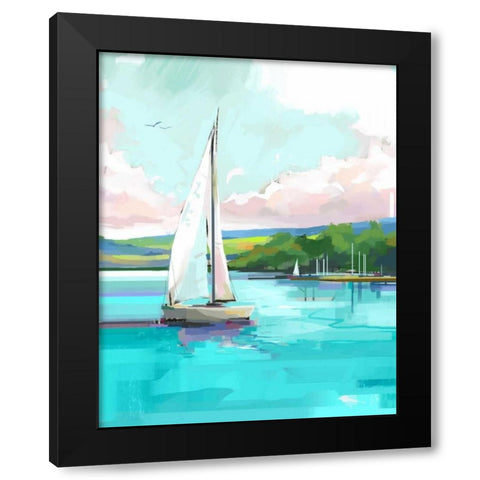 Sailboat Black Modern Wood Framed Art Print by P.S. Art Studios