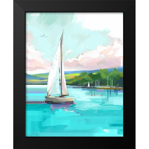 Sailboat Black Modern Wood Framed Art Print by P.S. Art Studios